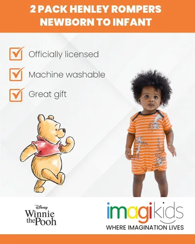 Miniatura 9 de Disney Paquete de 2 mamelucos Henley para bebé recién nacido a bebé (recién nacido - 24 meses)