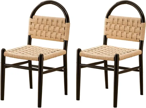 Miniatura 15 de Rattan Dining Room Chairs Wooden, Woven Kitchen Chairs, Dining Room Chair with Wood Legs, Vanity Chair,Armless Side Chair for Home Bar Restaurant