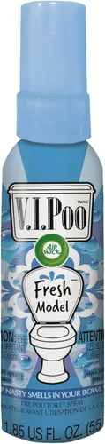Air Wick V.I.P. - Aerosol para inodoro Pre-Poop, hasta 100 usos, contiene aceites esenciales, aroma de modelo fresco, tamaño de viaje, 1.85 onzas,