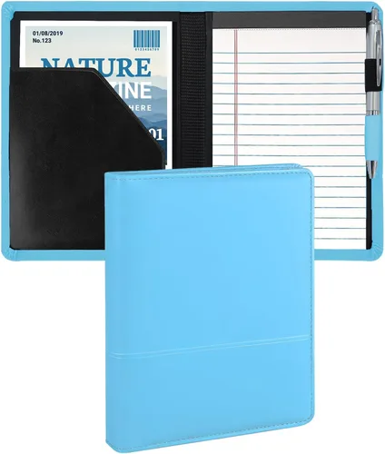 Miniatura 16 de Gorbado Carpeta para portafolio o cartera, mini carpeta de 5 x 8 pulgadas, bloc de escritura legal, carpeta organizadora de documentos A5 para Negro