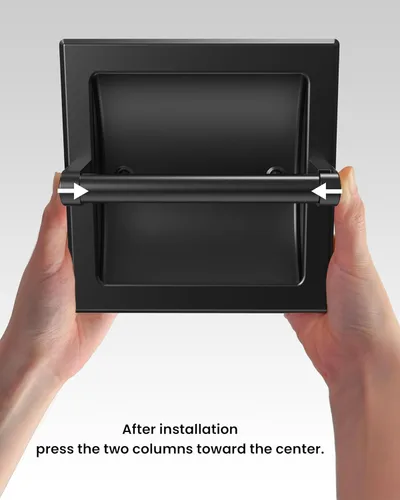 Miniatura 6 de Soporte de Papel Higiénico Negro Mate Empotrado para Rollos Grandes, Soporte de Papel Higiénico Negro Pivotante de Acero Inoxidable para Montaje