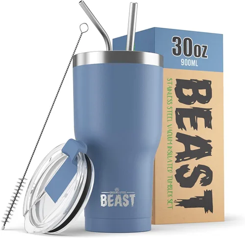 Miniatura 62 de Beast Vaso Térmico de 30 oz de Acero Inoxidable con Aislamiento al Vacío para Café y Hielo de Doble Pared Termo de Viaje (Rojo Arándano)
