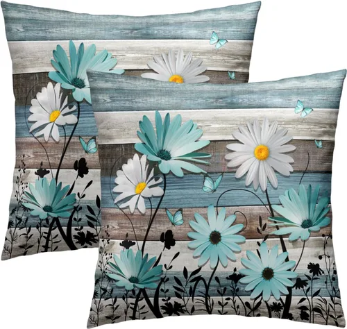 Miniatura 21 de Giwawa Juego de 2 fundas de almohada de calabaza otoñal de 16 x 16 pulgadas, fundas de cojín de algodón de madera de girasol para sofá, patio