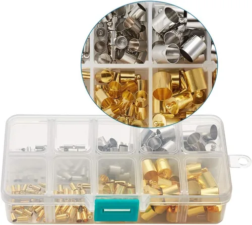 Miniatura 7 de Pandahall - 170 piezas de terminadores de latón con extremo de tubo de latón platino y dorado para fabricación de pulseras de borlas y joyas