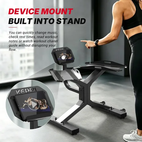 Miniatura 6 de Keppi Estante para mancuernas, soporte de peso de acero aleado de capacidad de 330 libras para gimnasio en casa, bandeja de silicona antideslizante