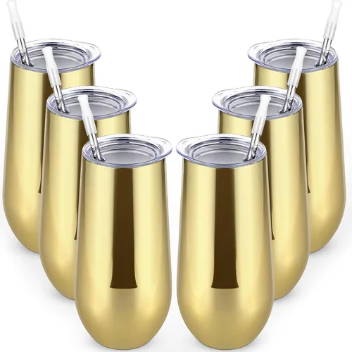 Miniatura 8 de Lifecapido Vasos de copa de champán sin tallo de 12 onzas, paquete de 12 vasos aislados de acero inoxidable para bodas, cumpleaños, Navidad (blanco)