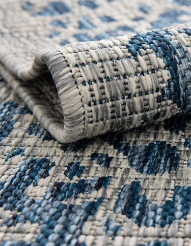 Miniatura 4 de Unique Loom Alfombra de la colección tradicional para exteriores, desgastada durante el tiempo (octágono de 5 pies y 3 pulgadas, azul/gris)
