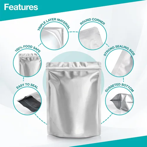 Miniatura 3 de 50 bolsas de Mylar de 1 galón con absorbentes de oxígeno (500 cc) – 9.5 mil – Bolsas de Mylar reforzadas de 1 galón resellables y termosellables