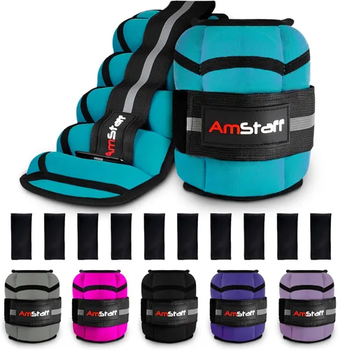 Miniatura 12 de AmStaff Fitness Pesas de tobillo ajustables, 1 par de correas de peso de piernas de 2, 4, 6, 8, 10 libras para entrenamiento de fuerza, caminar