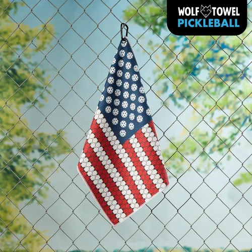 Miniatura 9 de Wolf Golf Towels Toalla de pickleball Regalos de pickleball Paletas de bandera estadounidense Toalla deportiva Regalo de jubilación
