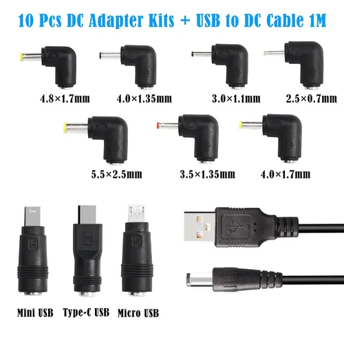 Miniatura 2 de GINTOOYUN Cable de alimentación USB 2.0 a CC USB2.0 a CC de 0.217 in x 0.083 in, cable de carga universal de 5 V con 10 tipos de conectores