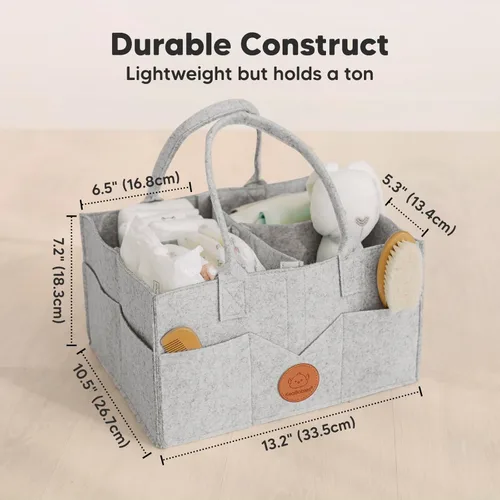 Miniatura 3 de KeaBabies Organizador de pañales para bebé con asa, organizador portátil de auto para bebé y almacenamiento para guardería, cambiador, cesta de Gris