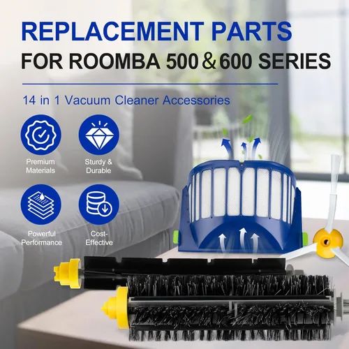 Miniatura 2 de Funmit Piezas de Repuesto para Roomba Serie 500 600 595 585 564 690 692 694 Accesorios de Aspiradora - Incluye 3 Filtros, 3 Cepillos Laterales y 1