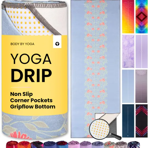 Miniatura 12 de Toalla de yoga con agarre de yoga, toalla antideslizante para esterilla de yoga caliente con bolsillos en las esquinas, agarre antideslizante