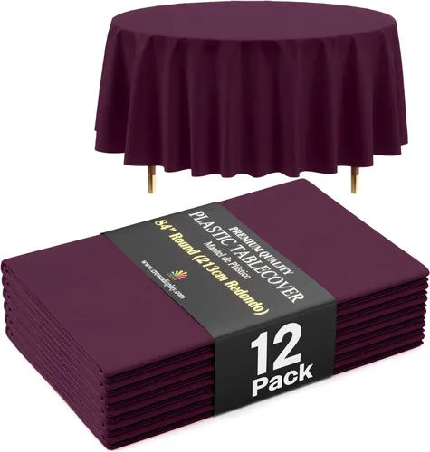 Miniatura 40 de Exquisite 66% Thicker Premium Aqua Round Tablecloth 0.5 Mil 6 Pack Plastic Table Cloth Disposable 84 Inch Round Plastic Tablecloth Won't Tear Easily
