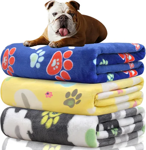 Miniatura 40 de Rezutan 1 paquete de 3 mantas para perros grandes, 41x31 pulgadas para mantas suaves y mullidas para mascotas y gatos de tamaño mediano, reversibles