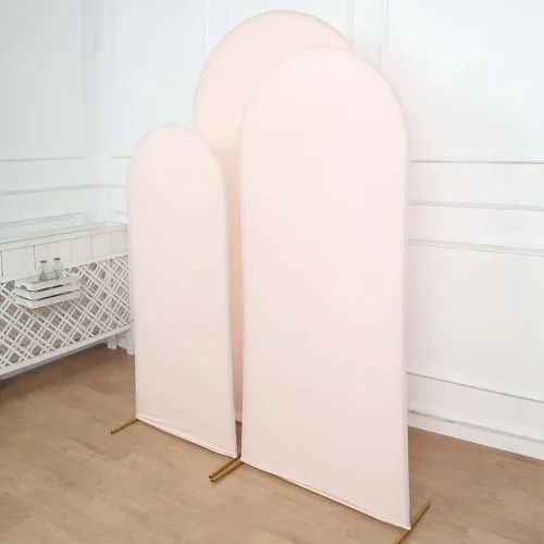 Miniatura 8 de Efavormart Juego de 3 Fundas Ajustadas de Spandex Oro Rosa Mate Blush para Arcos de Boda para Soportes de Telón de Fondo Chiara de Parte Superior