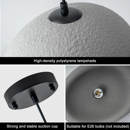 Miniatura 5 de Lámpara colgante Wabi Sabi de 11.8 pulgadas, luminaria de techo japonesa moderna para comedor, isla de cocina, pasillo, lámpara colgante gris