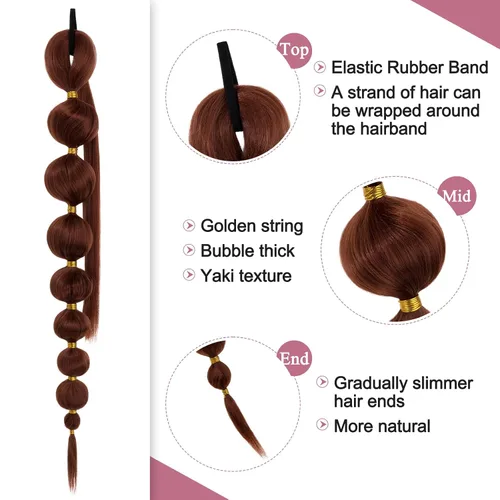 Miniatura 3 de Benehair Extensión de cola de caballo con cordón, 24 pulgadas de largo, pelo sintético lacio, extensiones de cabello de cola de caballo con clip
