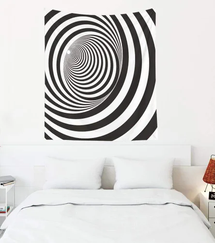 Miniatura 15 de Crannel Papel tapiz decorativo en blanco y negro, arte también conocido como estilo óptico visual que hace uso de ilusiones es un tapiz de 50 x 60