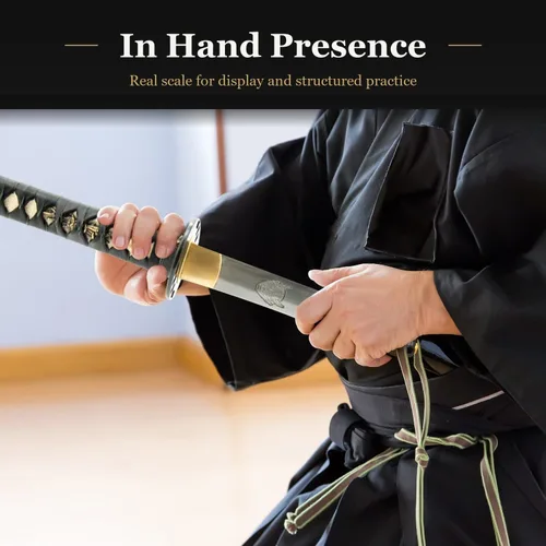 Miniatura 3 de HMS Fully Functional Hattori Hanzo Katana Sword, 1045 Carbon Steel, Hand Forged Heat Tempered, Full Tang, Sharp, Black Scabbard