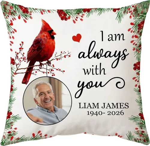 Miniatura 18 de Hyturtle Almohada conmemorativa personalizada de condolencias con inserto de 12 x 12 pulgadas, regalos impresos de doble cara para la pérdida de un