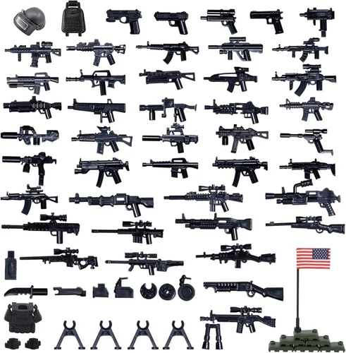 Miniatura 18 de Paquete de armas militares, 24 piezas de accesorios del Reino Unido, kits de juguetes, equipo del ejército, armas de la Segunda Guerra Mundial