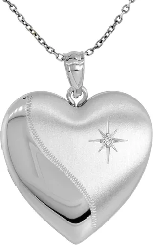 Miniatura 3 de Collar de plata de ley con forma de corazón de diamanteurna de 1 imagen de 1 pulgada