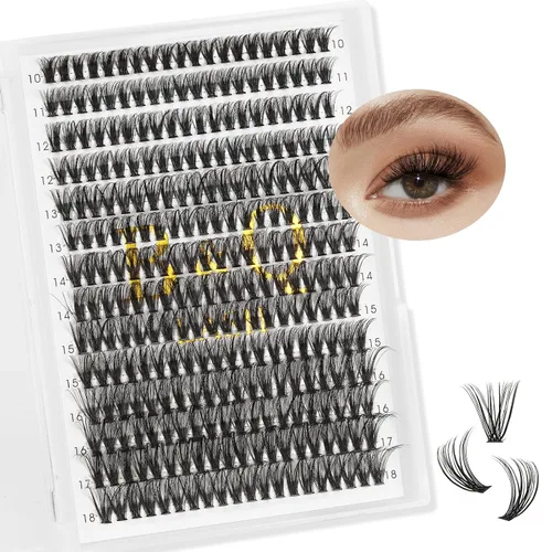 B&Qaugen Extensiones de Pestañas en Racimos Pestañas Individuales 280 PCS Racimos de Pestañas Pestañas Postizas Extensión de Pestañas Naturales