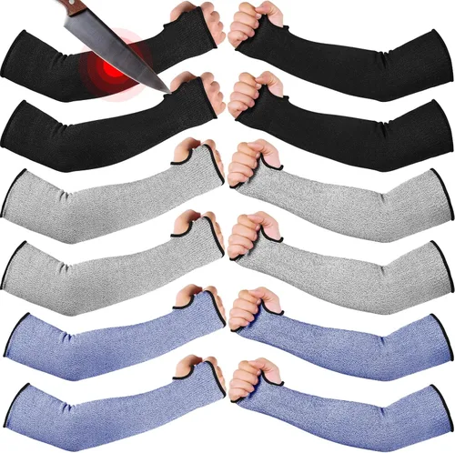 Miniatura 12 de JaGely 6 pares de mangas resistentes a cortes nivel 5 con agujero para el pulgar de 18 pulgadas, mangas de protección para brazos para granjeros