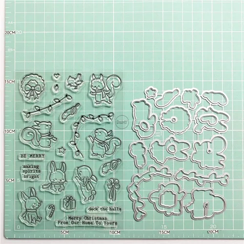 Miniatura 2 de DzIxY Juego de sellos transparentes de animales de árbol de Navidad y troqueles de corte de metal para hacer tarjetas, álbumes de recortes