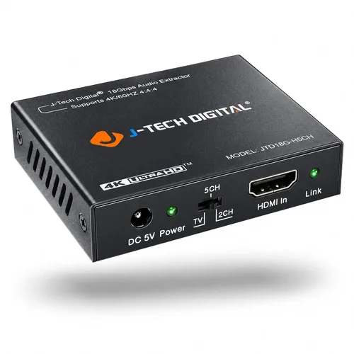 Miniatura 8 de J-Tech Digital Premium Quality 1080P HDMI a HDMI + Audio (SPDIF + RCA estéreo) Convertidor y extractor de audio (JTDAT5CH)