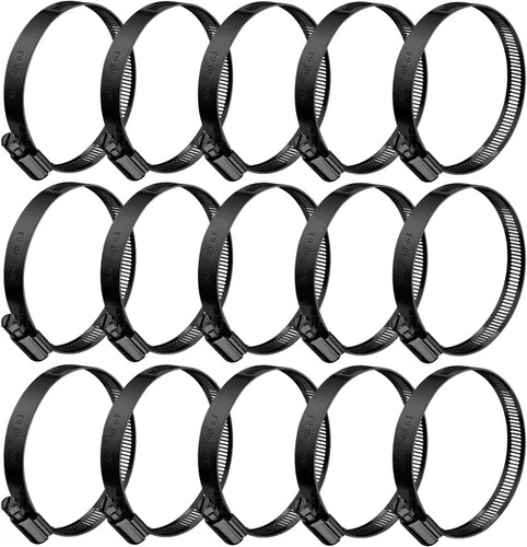Miniatura 9 de BOTTEN 15 piezas Abrazadera de manguera negra, 1-1/3" - 2-1/4" (33-57mm) Abrazaderas de manguera de acero inoxidable 304, juego de surtido