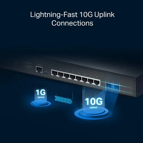 Miniatura 3 de TP-Link TL-SG3210XHP-M2 Switch PoE gestionado Jetstream de 8 puertos Multi-Gigabit L2+ 8 puertos PoE+ @240W, 2 ranuras SFP+ de 10G Ancho