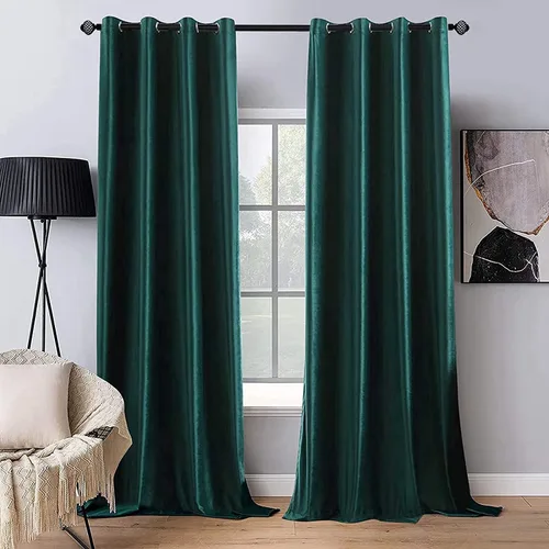 MIULEE - Cortinas de terciopelo verde oscuro de Navidad, de oscurecimiento, con ojales en la parte superior, color esmeralda, térmicas e