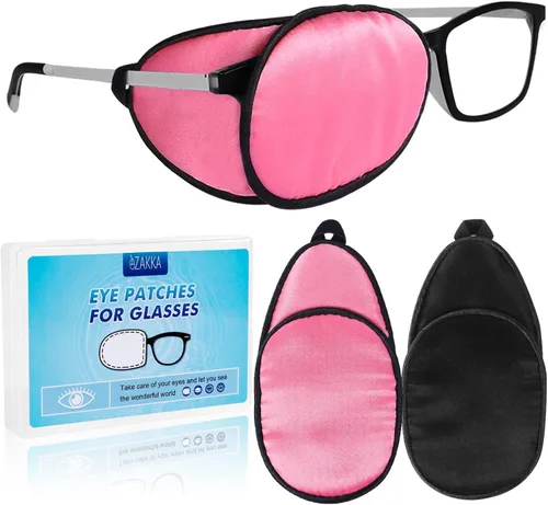 eZAKKA Parches para ojos para adultos, parche para anteojos, parche médico de seda para parches de ojo vago para mujeres con ambliopía, estrabismo y