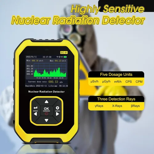 Miniatura 3 de Contador Geiger portátil, detector de radiación nuclear YF-Y1-GC-01 con pantalla LCD, monitor de radiación recargable, probador de rayos X beta