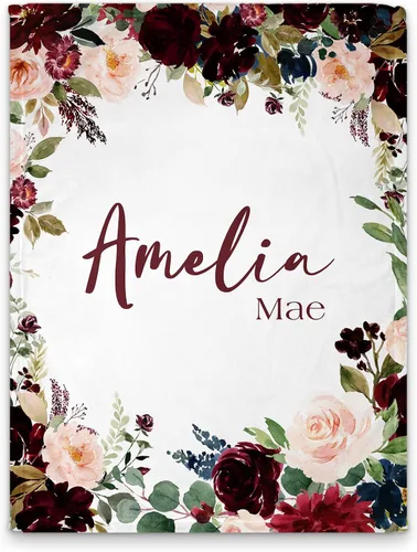 Miniatura 8 de Girls Love A Monogram - Mantas de bebé personalizadas con diseño floral bohemio para niñas con regalo de ducha con nombre