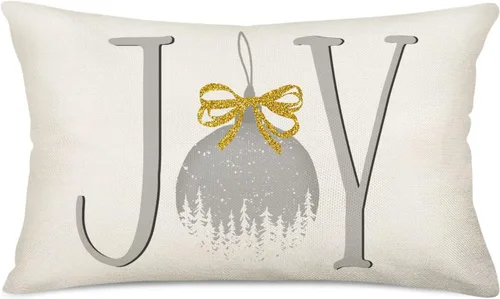 Miniatura 11 de Fundas de almohada de cintura de 12 x 20 pulgadas, fundas de almohada de muérdago de eucalipto rojo y verde, fundas de almohada de lino de algodón