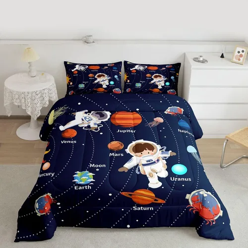 Miniatura 27 de Feelyou Juego de edredón de coche de dibujos animados para niños, edredón de construcción para niños, juego de ropa de cama de camiones y equipos
