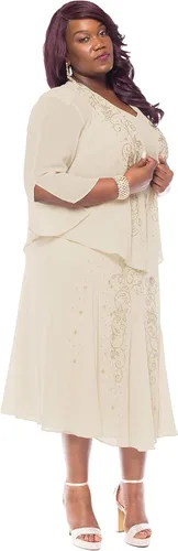 Miniatura 3 de R&M Richards - Vestido de gasa con cuentas para mujer