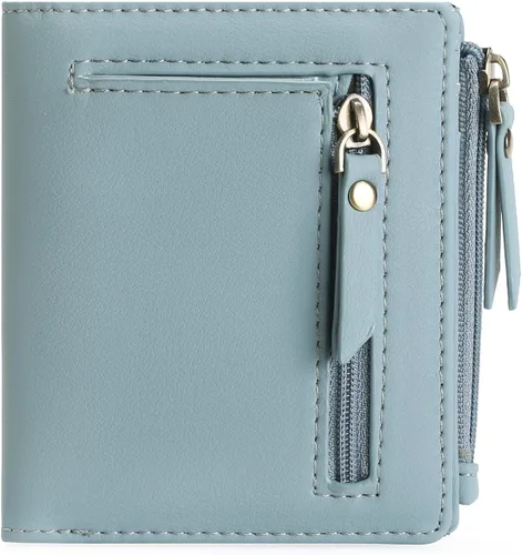 Miniatura 10 de GOIACII - Carteras delgadas para mujer con bloqueo RFID, tarjetero con 2 bolsillos con cremallera, monedero fino para mujer, negro (A01 Black)