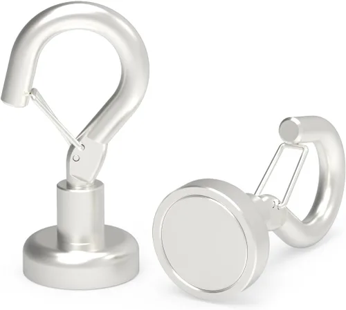 Miniatura 18 de Ant Mag Ganchos magnéticos negros resistentes con broche de presión de 22 libras, ganchos magnéticos fuertes, ideales para colgar en refrigerador