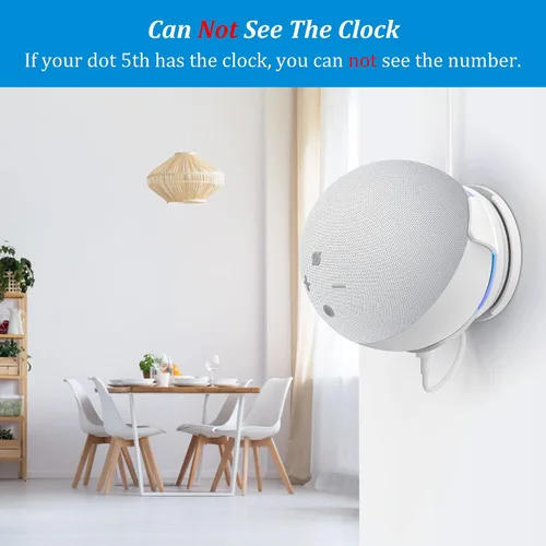 Miniatura 5 de PlusAcc Soporte de pared para Echo Dot 5ª generación, soporte de pared para Echo Dot 5 Gen, accesorios Alexa Dot 5ª que ahorran espacio, Blanco
