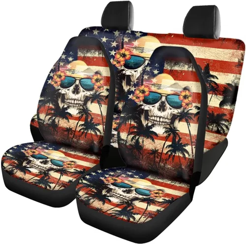 Miniatura 29 de Howilath 250 USA Anniversary - Juego de 4 fundas de asiento de automóvil de ajuste universal para asientos delanteros y traseros para uso en todas