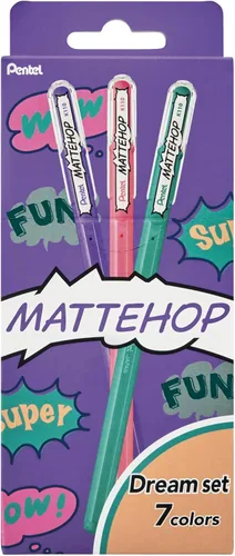Miniatura 26 de Pentel Mattehop - Cartera con rodillo de gel de 0.039 in, 7 piezas, colores originales Surtido