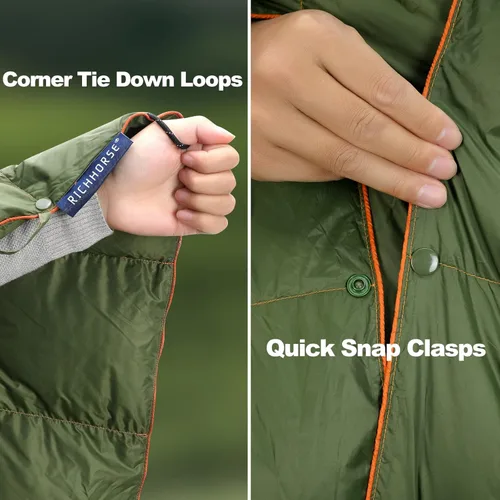Miniatura 2 de Manta de plumón para campamento: ligera, plegable, inflada, portátil, resistente al agua, colcha para mochileros para acampar al aire libre, viajes