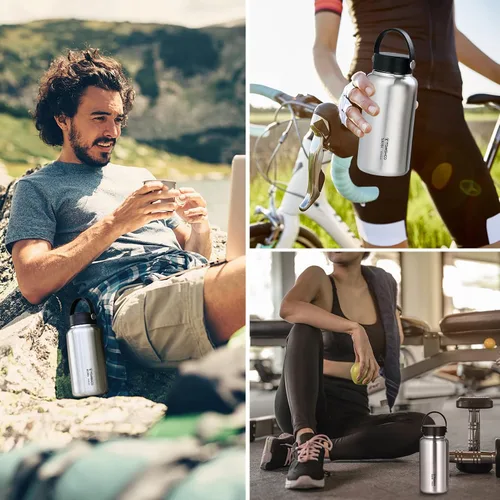Miniatura 6 de HUIOP Botella de agua deportiva a prueba de fugas de acero inoxidable de 35.5 fl oz para fitness, correr, yoga, senderismo