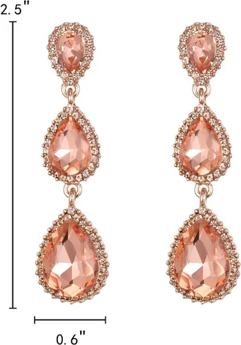 Miniatura 74 de EleQueen Pendientes de cristal austriaco en tono dorado para mujer, forma de pera de 2.5 pulgadas, color esmeralda