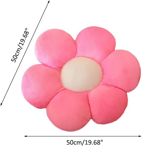 Miniatura 3 de Lannery Cojín de flores de felpa, cojín de piso para sentarse en forma de flor, juguete para leer, habitación, ver la televisión (19.7", Rosa-1)